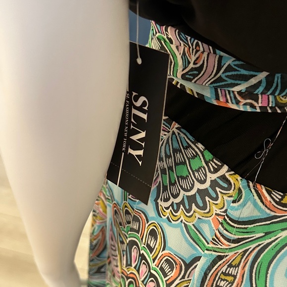 SLNY Asymmetrical Dress in Black and Teal - Picture 7 of 7